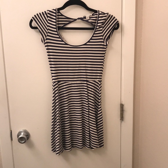 Blue and white striped shower sleeve dress - Picture 1 of 2